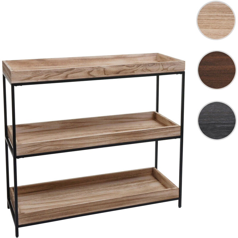 Mendler - tagère HWC-K71 - Étagère sur pied Étagère à plantes Étagère à livres - bois métal 3 étagères 90x100x35cm MVG-certifié - brun f