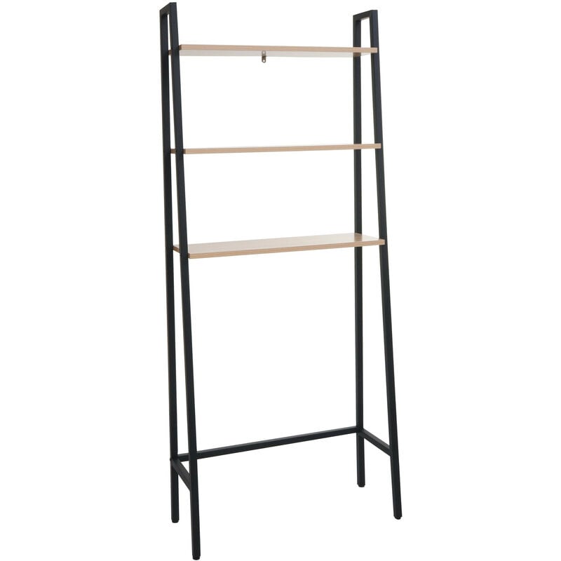 Tagère HWC-K82 - Étagère de salle de bain Étagère pour machine à laver Étagère échelle - Métal industriel Bois 155x64x25cm - n