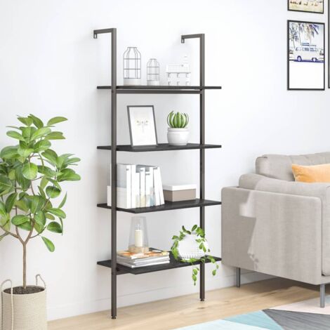 Étagère inclinée à 4 niveaux Étagère de Rangement - Armoire de Rangement Noir 64x35x152,5 cm BV242410 - BonneVie