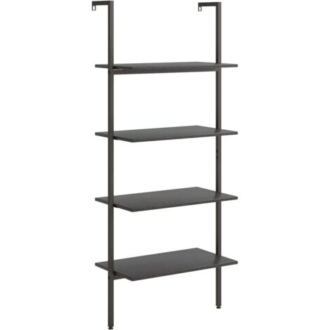 Étagère inclinée à 4 niveaux Noir 64x35x152,5 cm