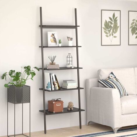Étagère inclinée à 5 niveaux Étagère de Rangement - Armoire de Rangement Noir 64x34x185,5 cm BV543598 - BonneVie