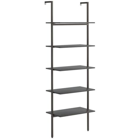 Étagère inclinée à 5 niveaux Noir 64x35x185 cm