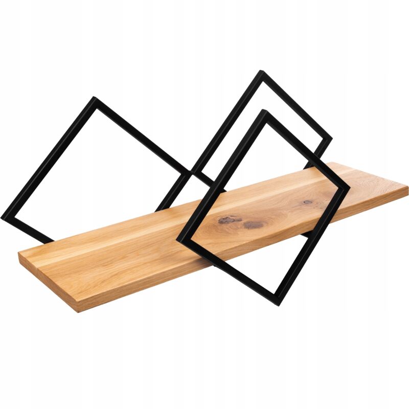 Étagère industrielle LOFT, planche métallique, chêne, bois véritable et acier