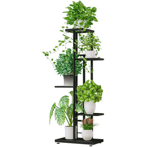 Étagère Intérieure Extérieure 5 Niveaux pour Pots de Fleurs Balcon Plantes Vertes Grises Anthracite - KZQ
