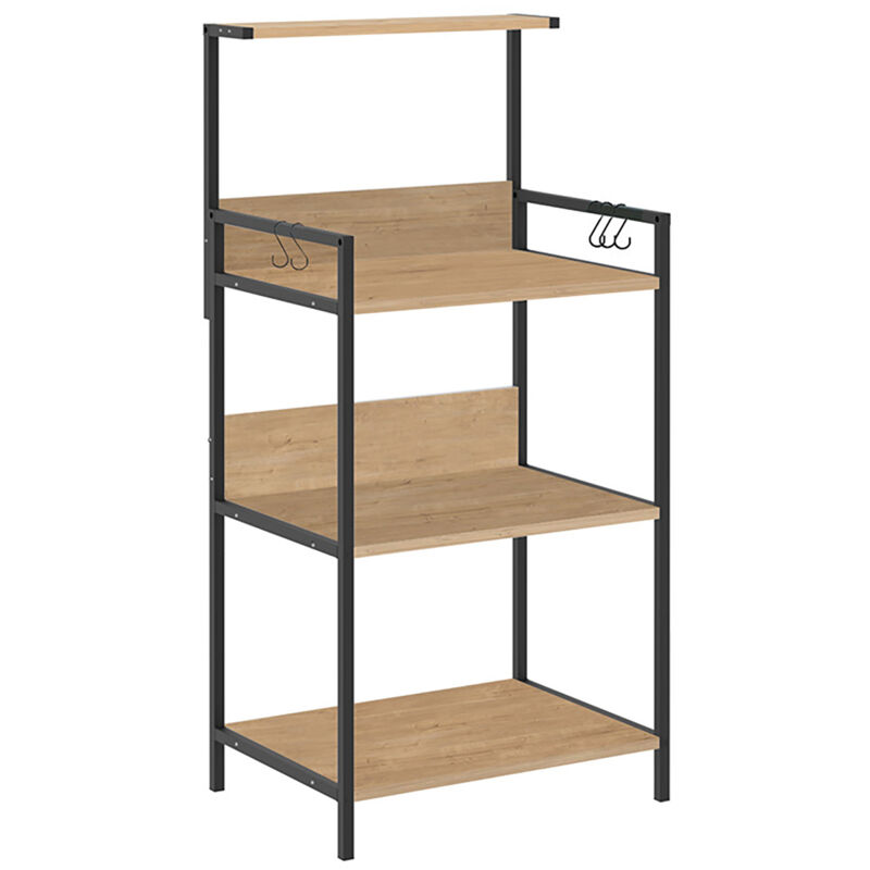 Étagère latérale Idéale comme meuble bar, coin café ou meuble micro-ondes coloris Chêne - Longueur 63 x Hauteur 130 x Profondeur 48 cm