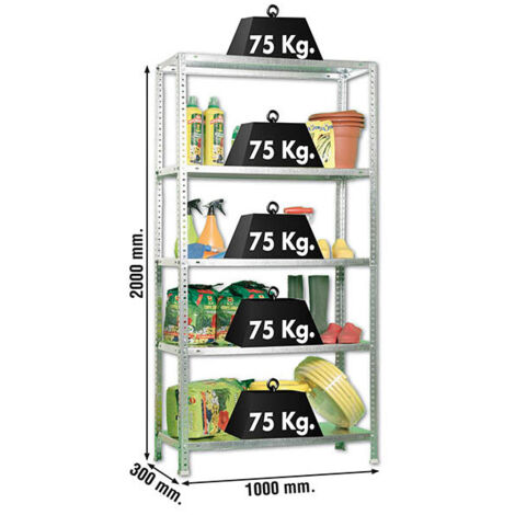 ELEKTRO 3 Etagère légère métallique avec vis ADVANTAGE PLUS 5/300 GALVA - 2000x1000x300 75Kg - SIMONRACK