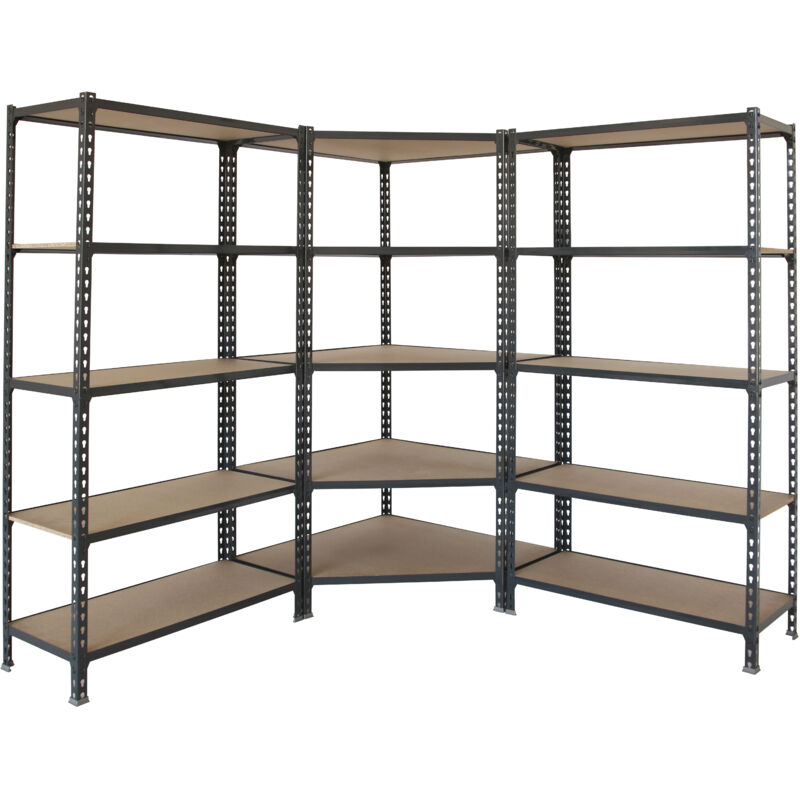 Simonrack - simonclick Étagère 5 étagères en métal sans vis (180x180x30cm) anthracite et bois