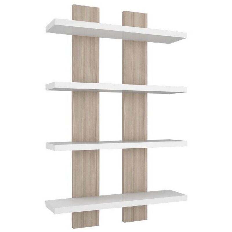 Tagère Lella, Panneau Aggloméré Mélaminé, Blanc, Cordoue, 50x17x80 cm