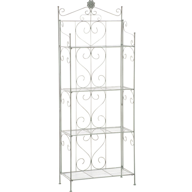 CLP - Shabby Chic en fer chic étagère décorative avec 4 étagères support différentes couleurs Couleur : Vert antique