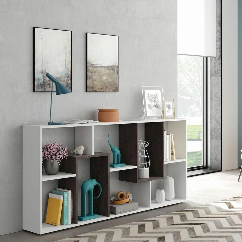 Mobimarket - Etagère murale Kawa horizontale ou verticale 80 cm (largeur) x 180 cm (hauteur) x 25 cm (profondeur) - Artik Blanc - Oxyde