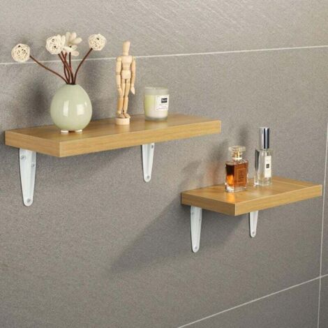 Étagère londonienne/fixation murale/support d'angle en métal estampé pour console, 145 mm x 115 mm, blanc brillant, lot de 4