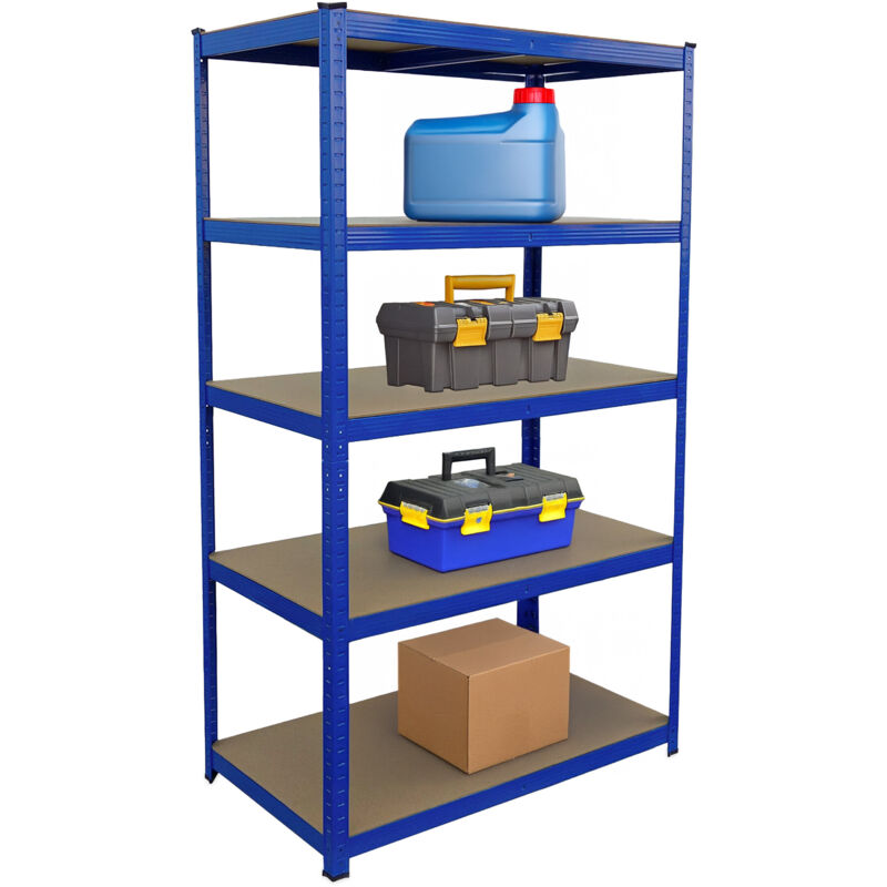 Étagère robuste Relaxdays, H x l x P 180 x 100 x 60 cm, capacité 1 250 kg, 5 niveaux MDF, étagère de cave, bleue.