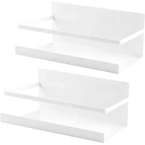 Etagère Magnétique Frigo, 2 Pièces Étagère à Épices pour Réfrigérateur, Organisateur de Cuisine, Rangement Épices, Économiseur Espace pour la Cuisine (Blanc)