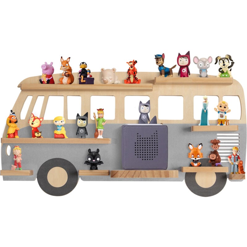 Todeco - tagère magnétique, pour Tonie Box et Tonies, Jusqu'à 20-25 Tonies, Murale Étagère pour boîte à Musique pour Enfant, Bus Bleu