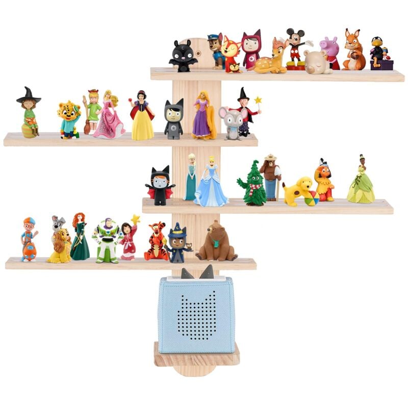 Todeco - tagère magnétique, pour Tonie Box et Tonies, Jusqu'à 50-60 Tonies, Murale Étagère pour boîte à Musique pour Enfant, Barres Verticales