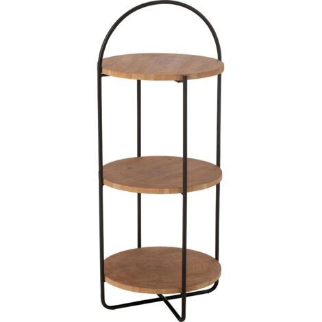 Étagère métal naturel design moderne pour salon ou entrée - Bois naturel et métal noir