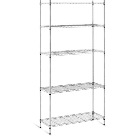 ROYAL CATERING Étagère Métallique 3-5 Tablettes Stockage Rangement Rayonnage Rack Noir 150 Kg