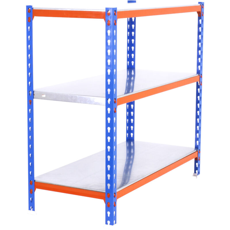 Tagère métallique Simon Rack sans vis bleu/orange/galvanisé 3 étagères 900x800x500 mm Fabriquée en Espagne