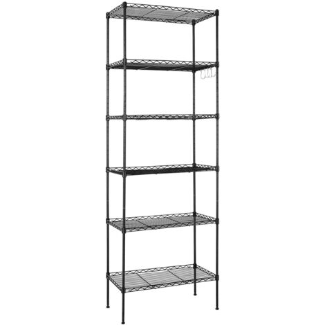Etagère métallique de rangement 50x30x160cm – 6 niveaux ajustables – Acier au carbone antirouille – Pour cuisine, salle de bain, bureau