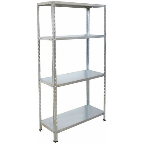 Étagère métallique galvanisée 137x70x30cm – 4 étagères – Capacité 40 kg par étagère – Pieds en plastique pour stabilité