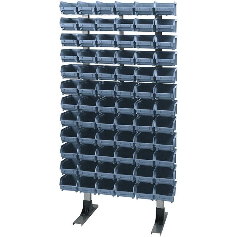 Tagère en métal l 600 x p 300 x h 1 250 mm. + 72 Cubes de polypropylène bleu Art.102 - Gris foncé