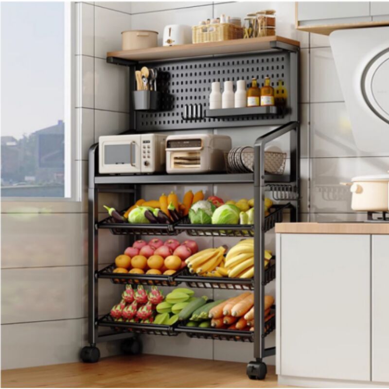 Etagère Métallique Multifonctions Haute Solidité multi rangements - 4 Roulettes - H 157 cm x L 69 cm - Noir - Livraison gratuite