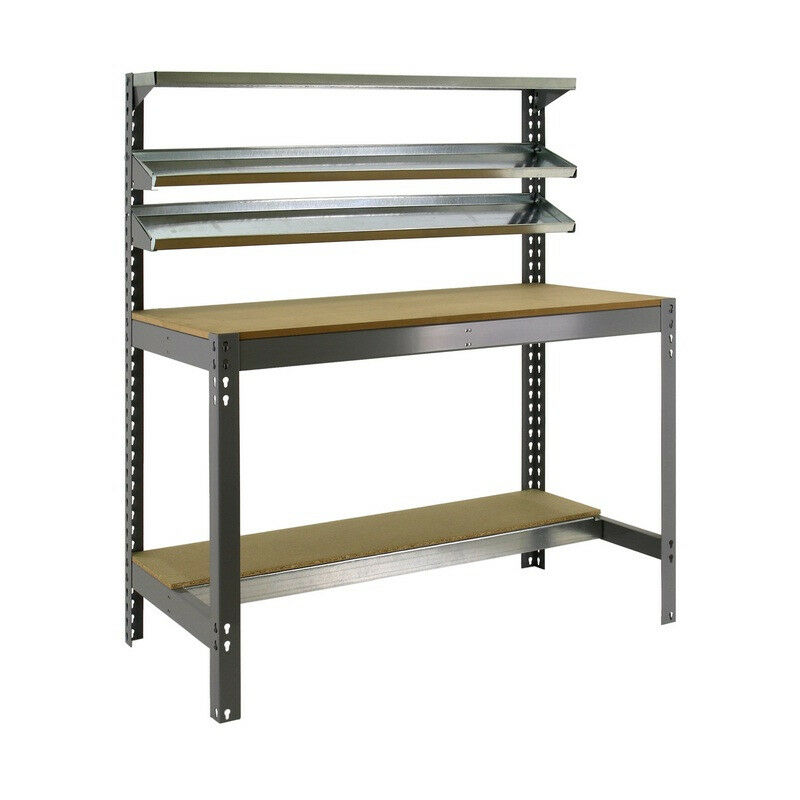 Simon Rack - Kit Etabli 1440x1200x600mm Charge 600Kg - simonwork BT-1 1200 gris fonce/bois