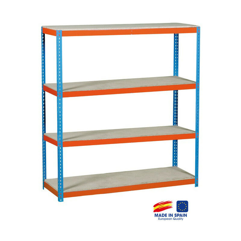Simon Rack - Etagère de rangement 2000x2400x450mm bleu/orange/bois charge 400 Kg - Simonforte 2404-4 Chipboard