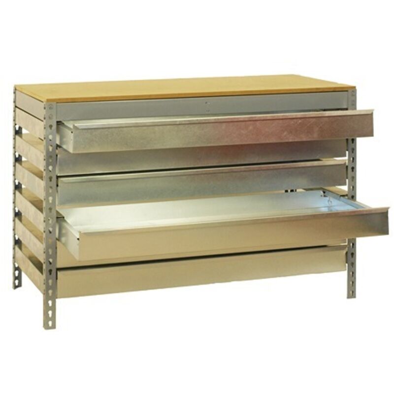 Simonrack - Simon Rack - Kit Etabli avec tiroirs 840x900x600mm - BT-5 BOX6 900 gris fonce/bois