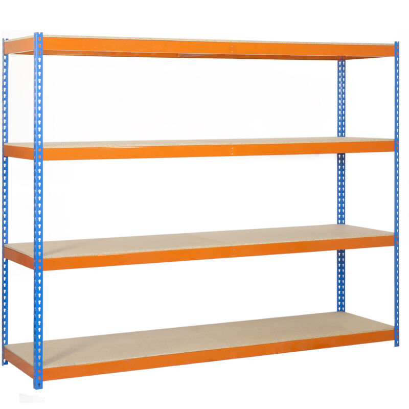 Simonrack - Etagère charge lourde ecoforte 1504-4 chipboard bleu/orange/bois - 2000x1500x450 400Kg