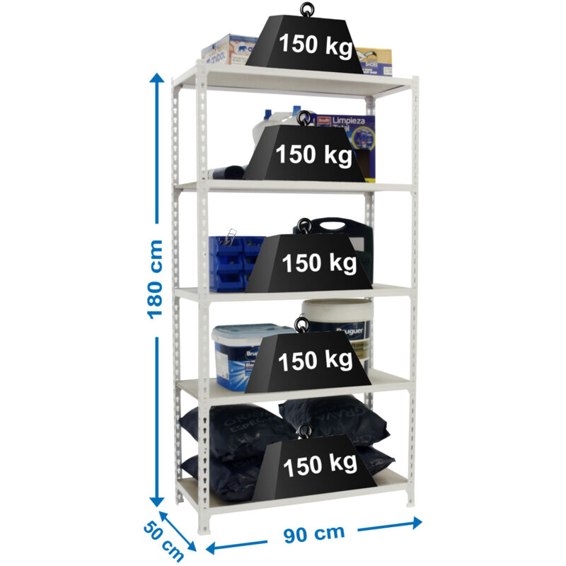 Etagère légère plateau bois sans vis maderclick 5/500 blanc/bois - 1800x900x500 150Kg Simonrack
