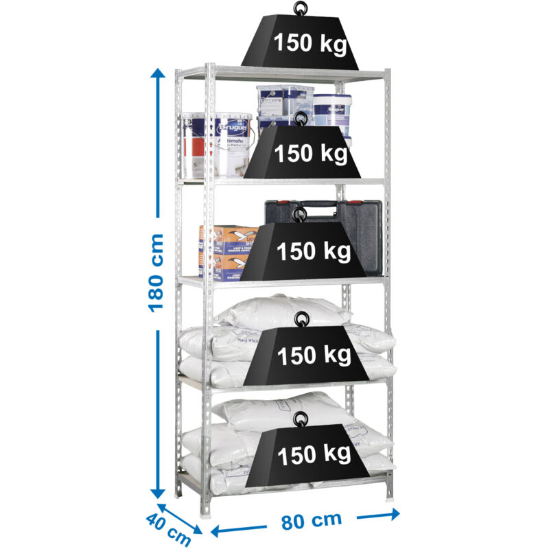 Etagère légère plateau bois sans vis maderclick mini 5/400 galva/bois - 1800x800x400 150Kg Simonrack