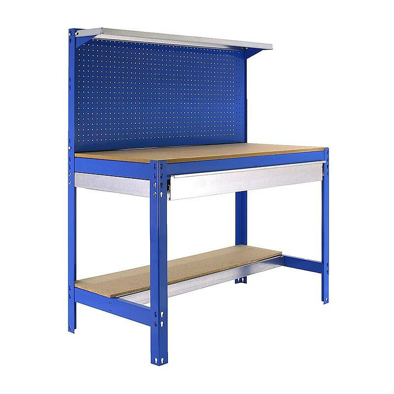 Simonrack - Kit Etabli 1440x1500x600mm Charge 600Kg - simonwork BT3 box 1500 bleu/bois