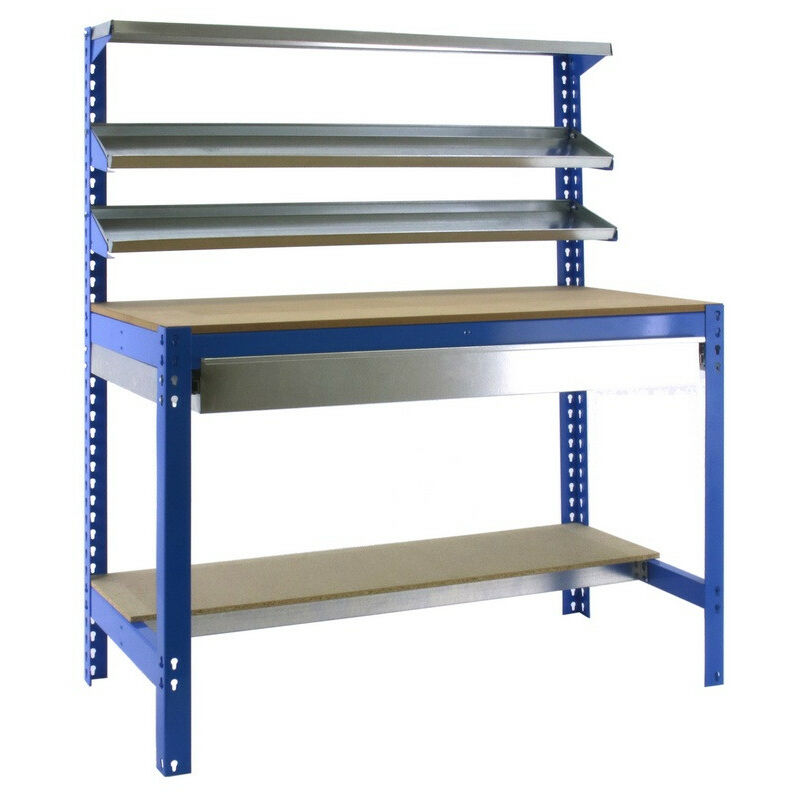 Simon Rack - Kit Etabli 1440x900x600mm Charge 400Kg - simonwork BT-1 box 900 bleu/bois