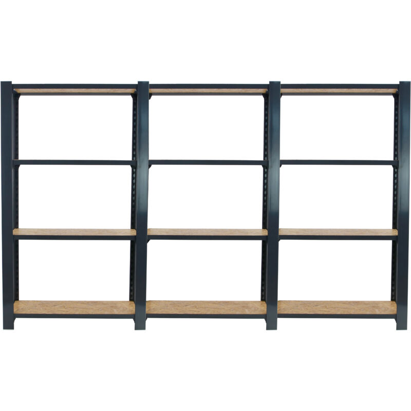 Tagère métallique Simon Rack sans vis couleur anthracite/osb 4 étagères 1500x2400x300 mm Fabriquée en Espagne
