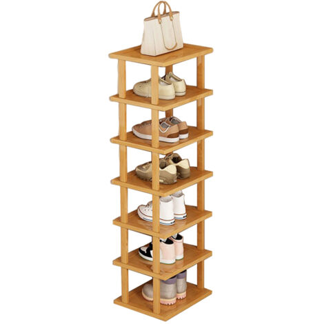 Étagère Meuble à Chaussures en Bois à 7 Niveaux, Range-Chaussures,Étagère Amovible