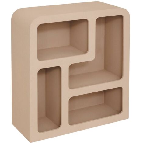 Etagère meuble de rangement 4 niches coloris Beige - Longueur 75 cm x Largeur 30 cm x Hauteur 85 cm