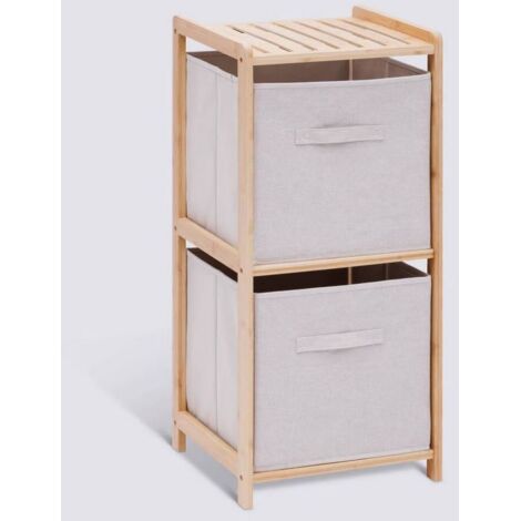 Etagère meuble de rangement avec 2 bacs - Longueur 34,7 x Profondeur 33 x Hauteur 77,5 cm