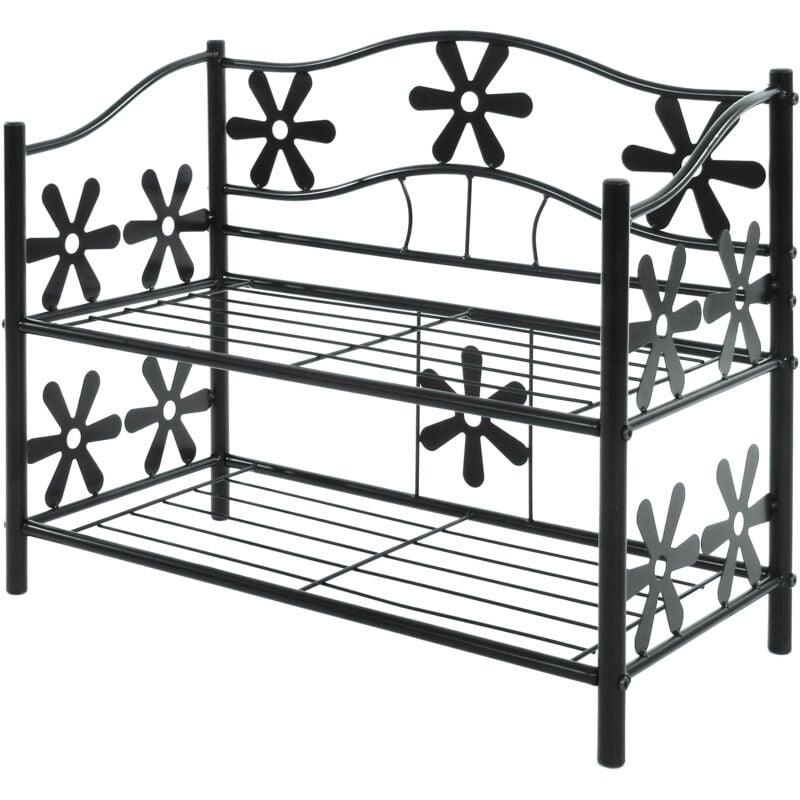 Tagère / meuble de rangement / range-chaussures / bibliothèque Genève, métal, 2 tablettes, H=50cm