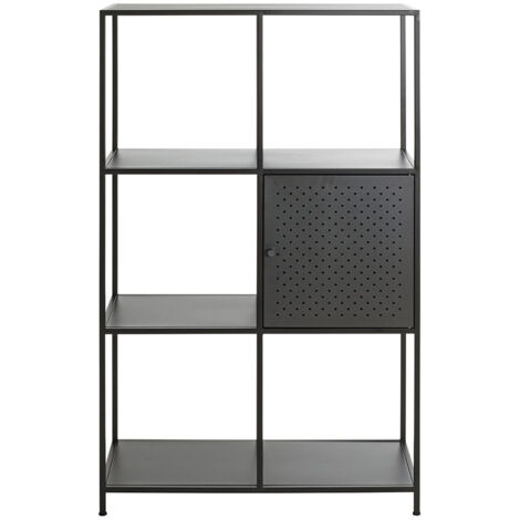 Etagère, meuble étagère avec 1 porte en métal noir -longueur 80 x profondeur 37 x hauteur 134 cm