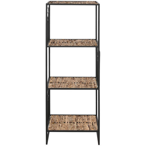 Etagère, meuble étagère en bois coloris naturel et métal noir -  longueur 35 x profondeur 35 x Hauteur 98 cm