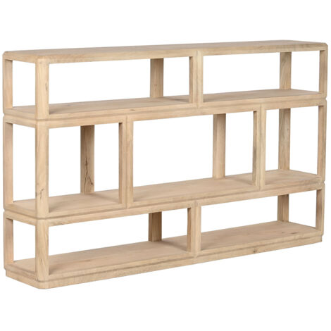 Etagère, meuble étagère en bois de manguier coloris naturel - longueur 160 x profondeur 30 x Hauteur 93 cm