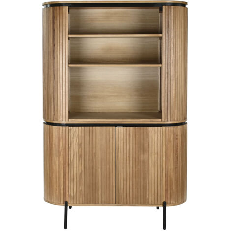 Etagère, meuble étagère en bois de paulownia coloris naturel et métal noir - longueur 110 x profondeur 39 x Hauteur 170 cm