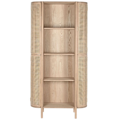 Etagère, meuble étagère en bois de rotin coloris naturel - longueur 88  x profondeur 36 x Hauteur 180 cm