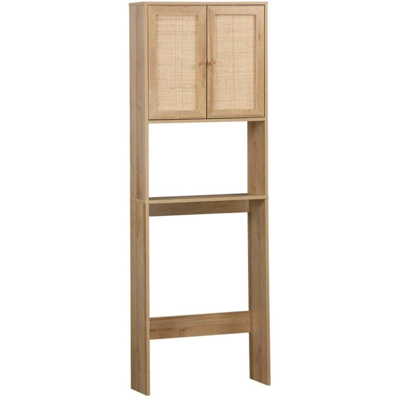Etagère meuble wc décor bois et cannage Bohème 1 étagère 64 x 20 x 180 cm naturel