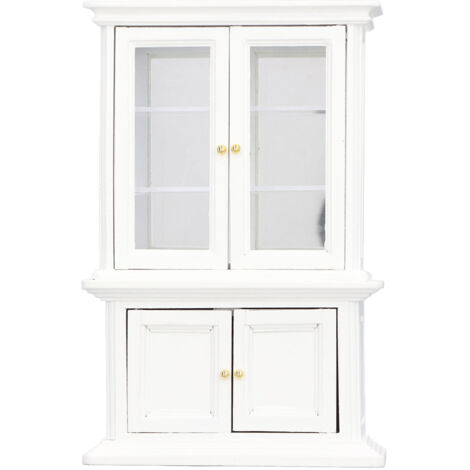 Étagère miniature 1:12 pour maison de poupée, bibliothèque en bois simulé blanc, décoration de vitrine de présentation