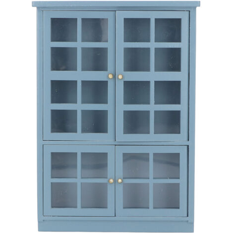 Étagère miniature en bois pour maison de poupée 1:12, meuble de salon en bleu foncé, bibliothèque de décoration
