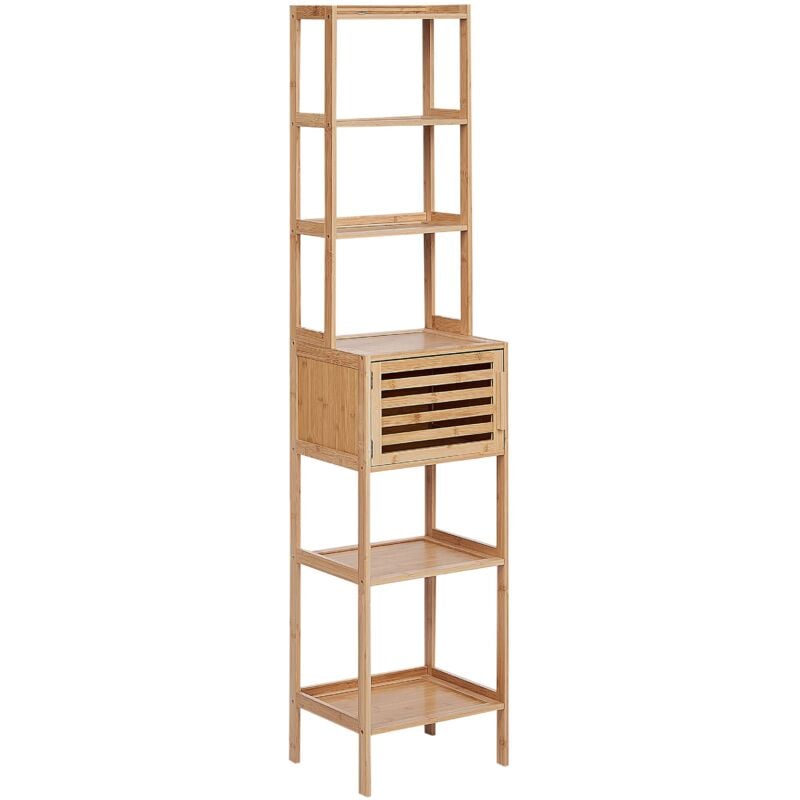 Etagère Moderne en Bambou pour Salle de Bain Rangement Porte Bois Clair Lehi
