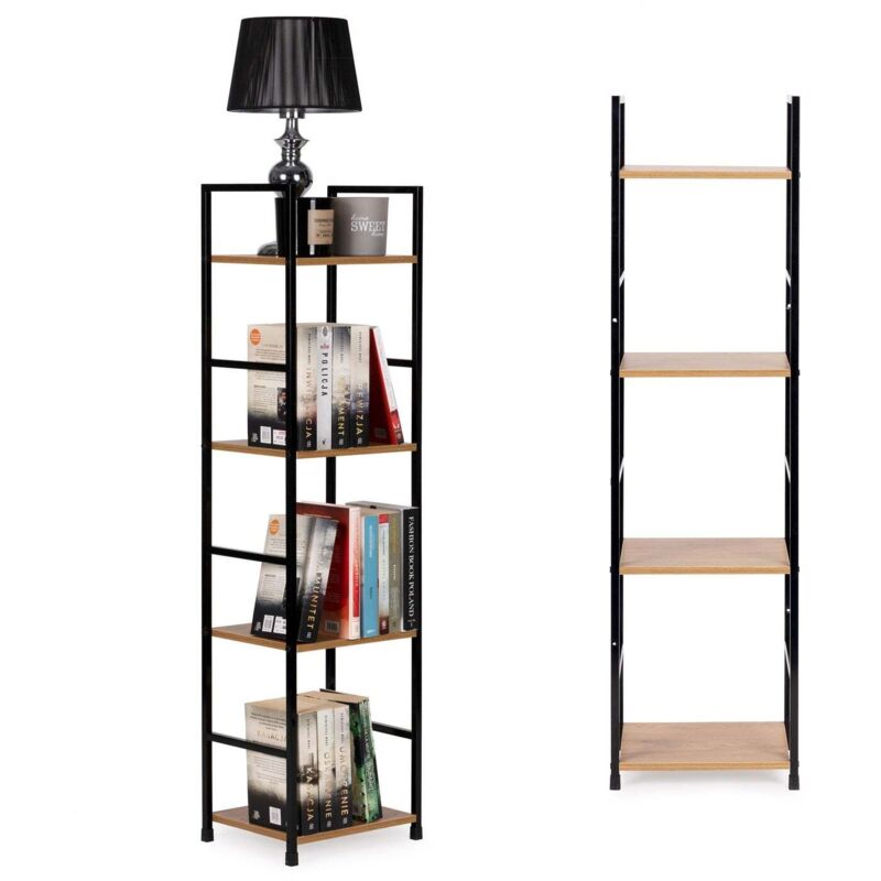 Northix - Etagere moderne en bois structure metal loft 4 etageres