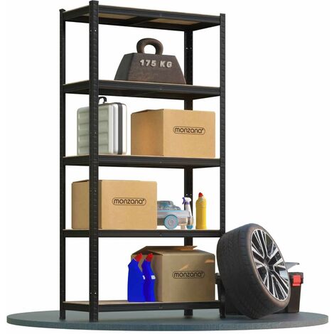 LE POISSON QUI JARDINE Étagère Modulable à Charge Lourde Noire : 180 X 90 X 40 cm Robuste et Polyvalente, 875 kg